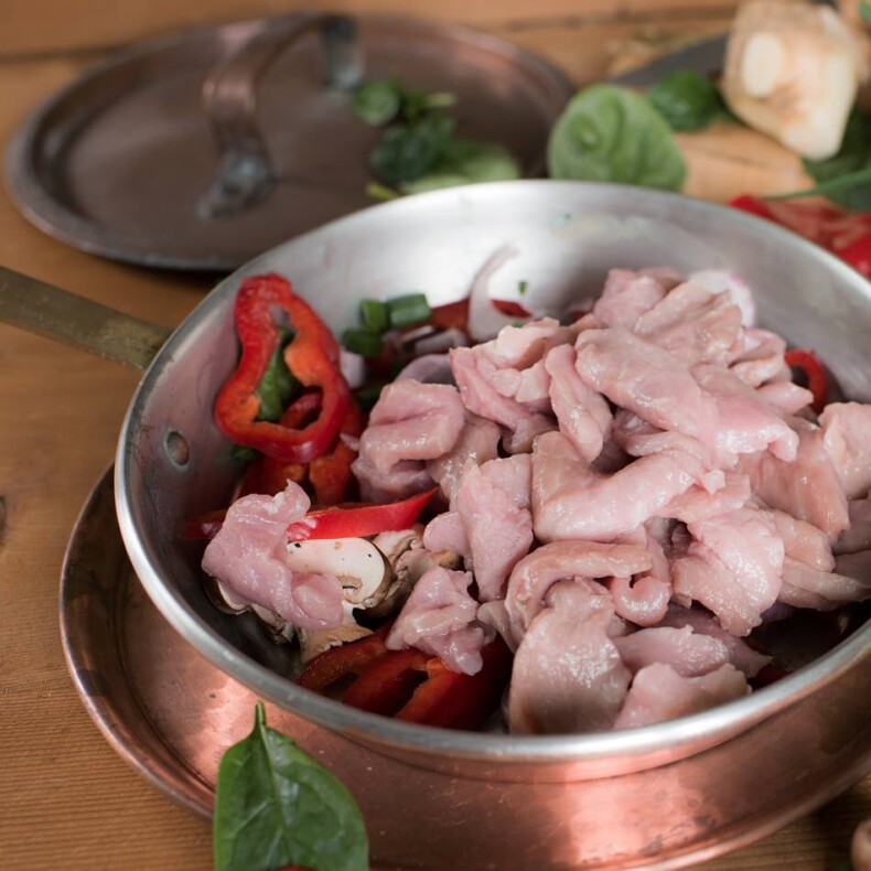 Geschnetzeltes Weideschwein