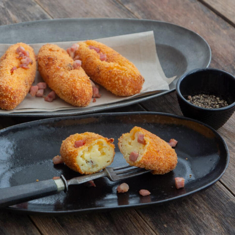 Kroketten mit Wollschwein-Speckwürfeli