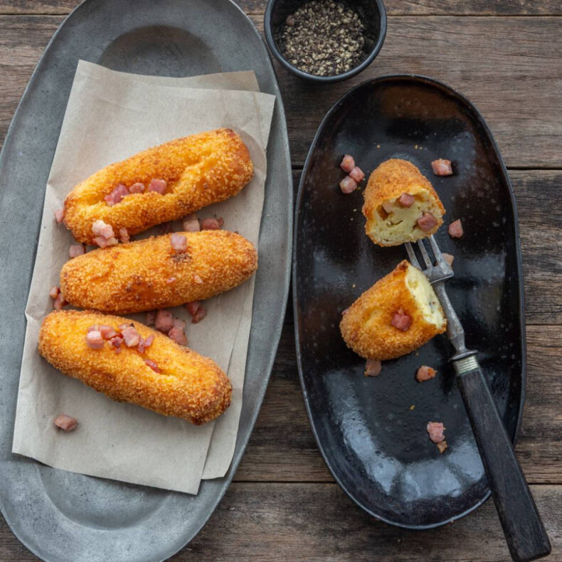 Kroketten mit Wollschwein-Speckwürfeli