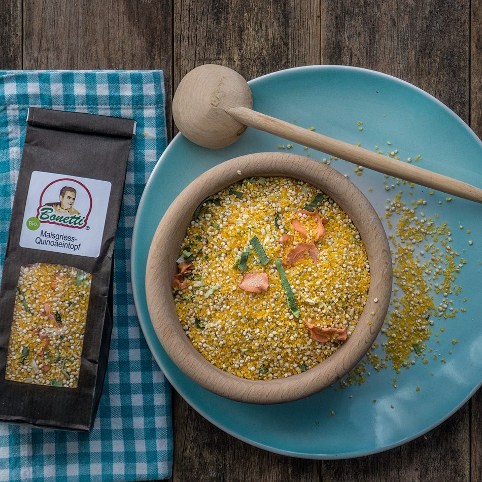 Minestra di farina di mais e quinoa